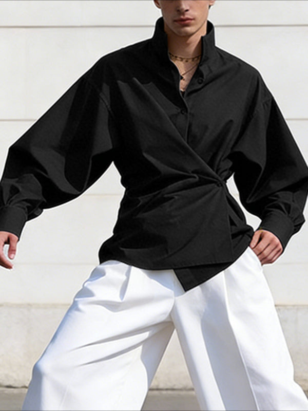 Men's Deconstructed Asymmetrical Placket Long Sleeve Shirt SKUL52021