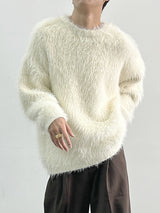 Mens Plush Crew Neck Loose Pullover Sweater SKUK29419