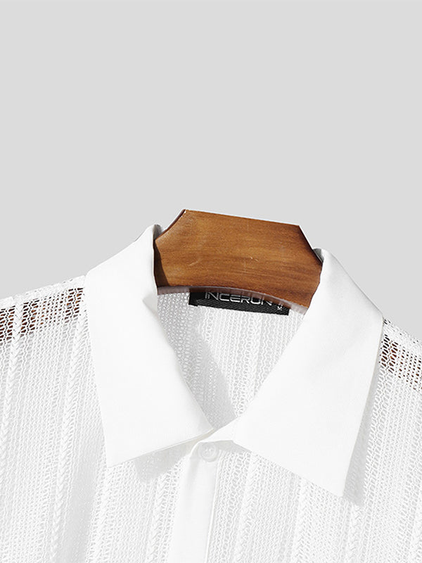 Mens Solid Color Textured Short Sleeve Shirt SKUL07834