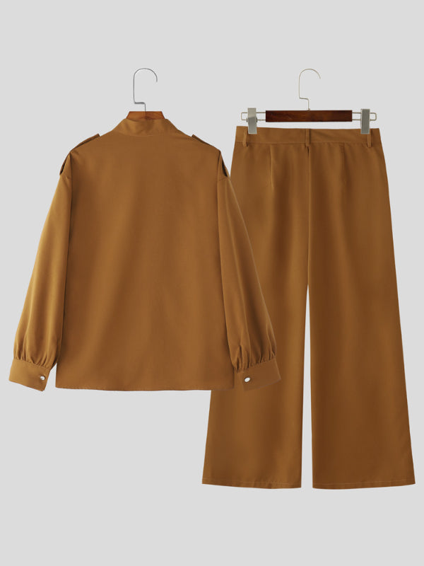 Men's Solid Color Casual Two Pieces Outfit SKUL27271