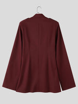 Men's Avant-Garde Runway Slit Cape Sleeve Gold Button Long Sleeve Stand Collar Knee Length Blazer SKUL81218