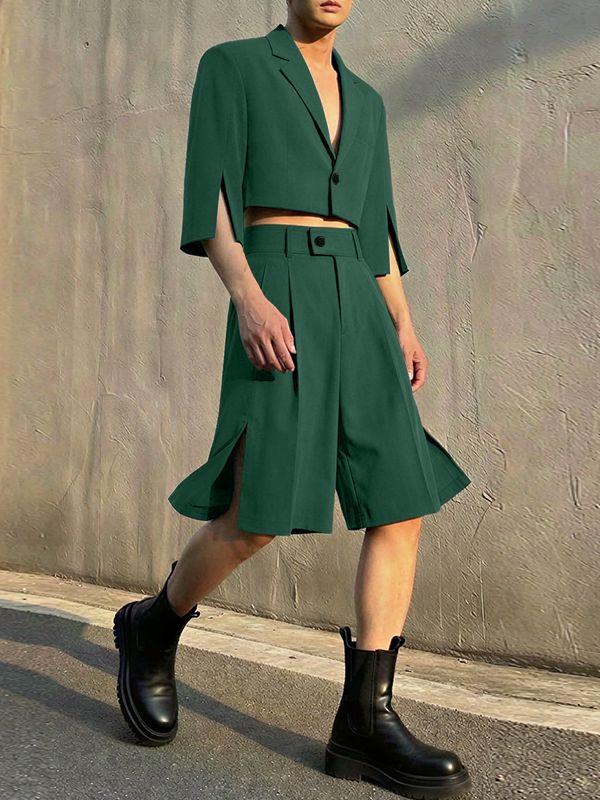 Men's Small Slit Design Casual Two Pieces Outfit SKUL54054