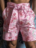 Mens Allover Floral Print Tie Waist Shorts SKUK51230