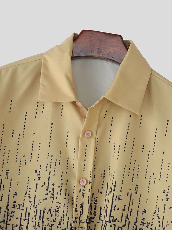 Men's Minimalist Print Cropped Long Sleeve Shirt SKUL38531