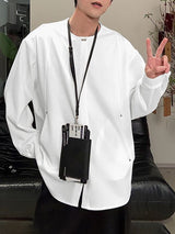 Men's Solid Color Pocket Long Sleeve Shirt SKUL38874