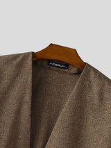 Men's Single Breasted Collarless Long Sleeve Cardigan SKUL37287