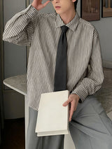 Men's Stripe Tie Long Sleeve Shirt SKUL30528