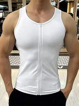 Men's Athletic Muscle Fit Full Front Zip Compression Tank SKUL73697