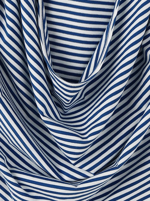 Men's Beach Resort Striped Deep U-Neck Cowl Drape Hooded Tank SKUL68289