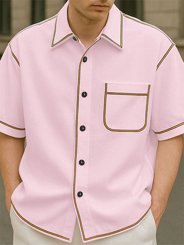 Men's Colorblock Striped Short Sleeve Shirt SKUL18006