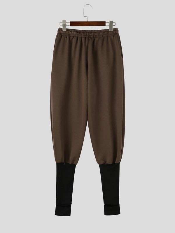 Men's Avant-Garde Gym Stirrup Leg Wrap 2-in-1 Drawstring Waist Full Length Pant SKUL84003