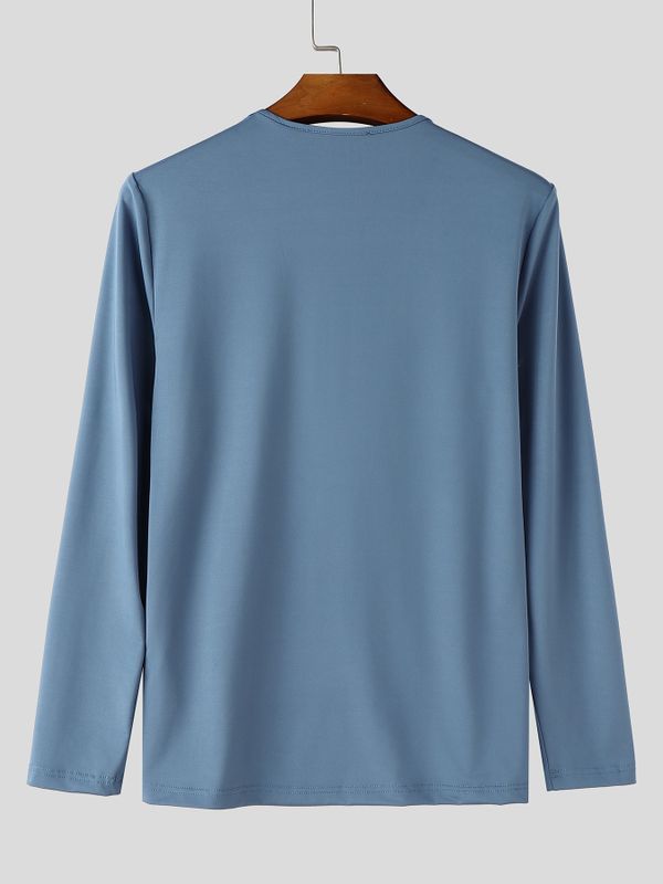 Men's High-End Clubwear Deep V-Neck Strappy Muscle Fit Long Sleeve Shirt SKUL77302