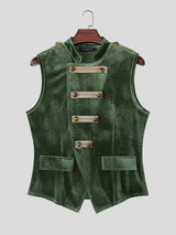 Men's Retro Aristocratic Velvet Military Hussar Waistcoat SKUL75539