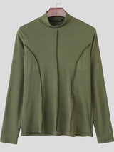 Men's Cut Line Mock Neck Knit Long Sleeve T-shirt SKUL42826