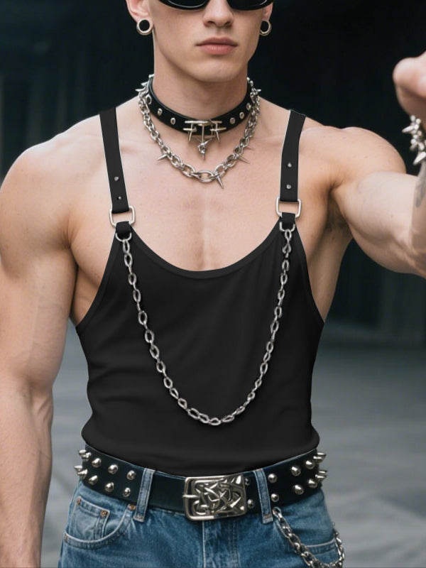 Mens Slightly Sheer Mesh Chain Loose Tank SKUL23551