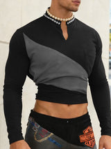 Men's Casual Contrast Long Sleeve T-shirt SKUL50997