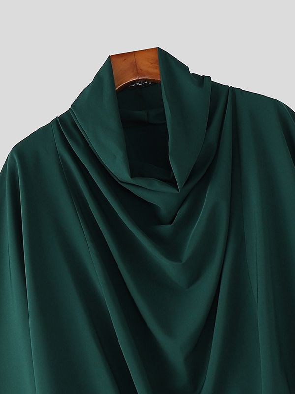 Men's Solid Color Stacked Collar 3/4 Length Sleeve Shirt SKUL51891