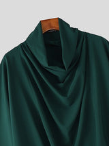 Men's Solid Color Stacked Collar 3/4 Length Sleeve Shirt SKUL51891