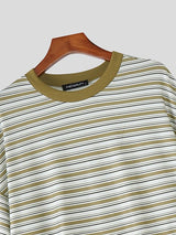 Men's Striped Contrast Color Short Sleeve T-shirt SKUL46065