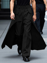 Mens Solid Color Layered Wide-Leg Long Pant SKUK99651