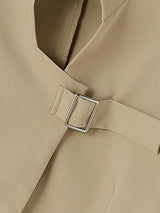 Men's Avant-Garde Deconstructed Stage Runway Asymmetric Stand Collar Buckle Cropped Blazer SKUL85938