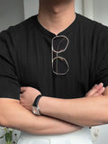 Mens Solid Rib-Knit Short Sleeve T-Shirt SKUK36563