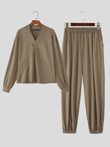 Men's Solid Color Casual Two Pieces Outfit SKUL45418