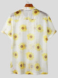 Mens Sunflower Print Lace Revere Collar Shirt SKUK14242