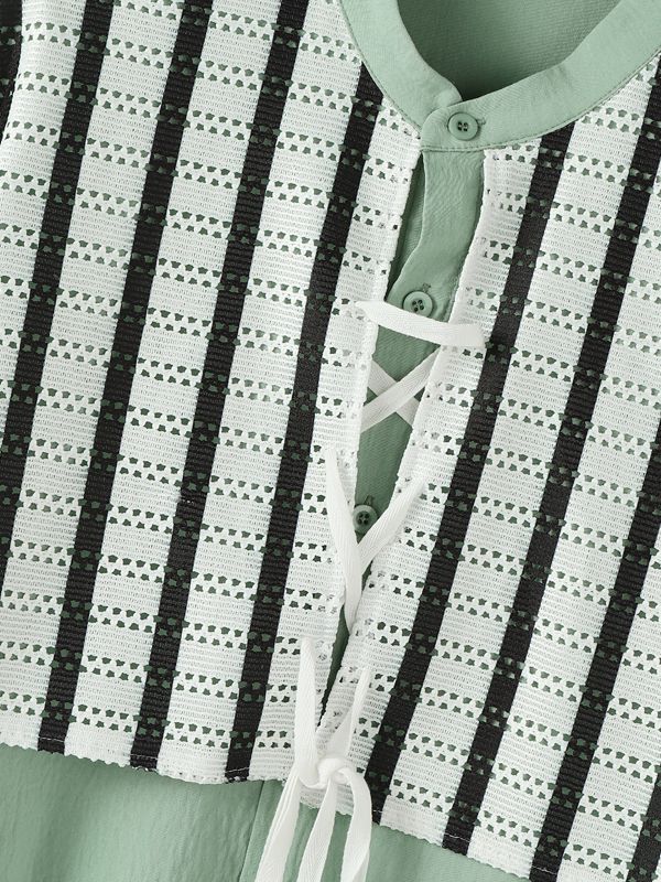 Men's Color Block Stand Collar Long Sleeve Shirt SKUL39392