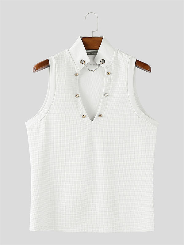 Men's Solid Texture V-Neck Casual Tank SKUL19013