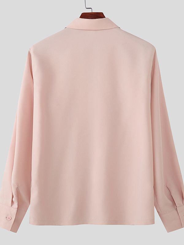 Men's Solid Color Zipper Long Sleeve Shirt SKUL51262