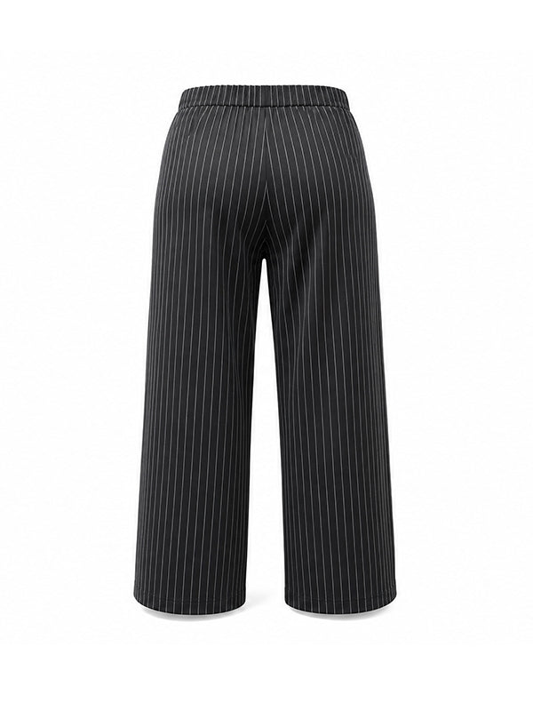 Men's Avant-Garde Pinstripe High-Waist Sailor Button Wide-Leg Pant SKUL63132