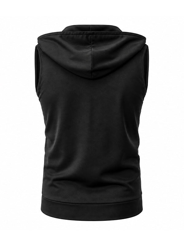 Men's Athletic Side Mesh Panel Deep V-Neck Hooded Tank SKUL73119