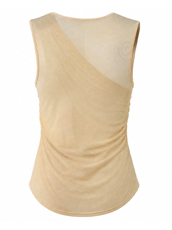 Men's Grecian Drape Asymmetric One-Shoulder Metal Spiral Ring Tank SKUL72438