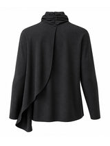 Men's Early Autumn Structural Asymmetrical Cowl-Cape Draped Ribbed Knit Sweater SKUL80476