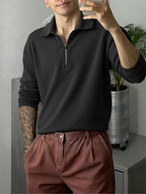 Mens Japan Solid Zip Front Lapel Shirt SKUJ91143