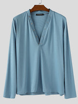 Men's Solid Color Textured Long Sleeve T-Shirt SKUL37696