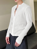 Mens Solid Texture Long Sleeve Shirt SKUK24641