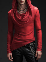 Men's Shimmer Sheer Mesh Hooded Long Sleeve T-shirt SKUL40330