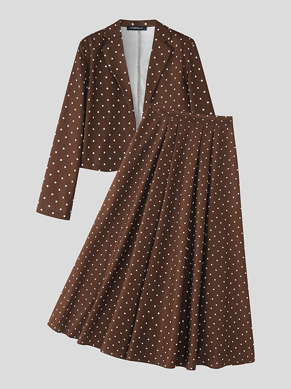 Men's Polka Dot Print Irregular Hem Two Pieces Outfit SKUL25725