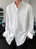 Mens Solid Lapel Long Sleeve Casual Shirt SKUK37246