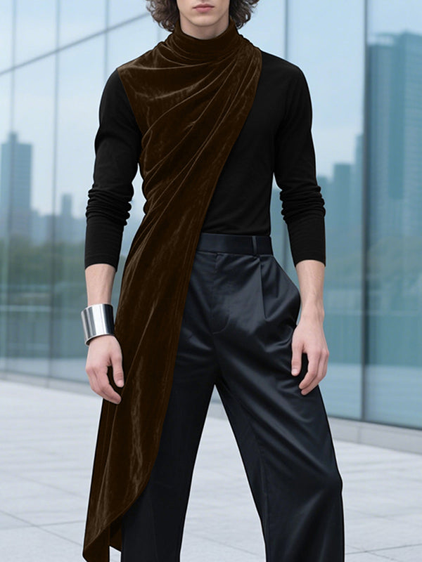 Men's Colorblock Layered High Neck Long Sleeve T-Shirt SKUL30476