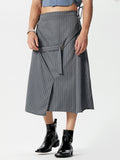 Mens Striped Metal Buckle Design Skirt SKUK38361