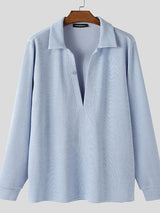 Men's Simple Deep V Neck Long Sleeve Shirt SKUL46235