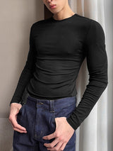 Men's Solid Knit Base Layer Long Sleeve T-Shirt SKUL23683