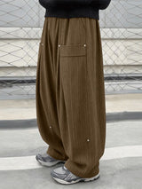 Men's Solid Color Textured Wide Leg Casual Pant SKUL56225