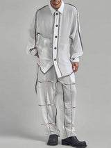 Men's Colorblock Striped Casual Two Pieces Outfit SKUL23785