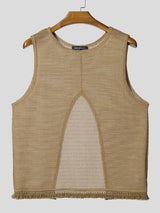 Men's Avant-Garde Split Back Textured Tank SKUL54717