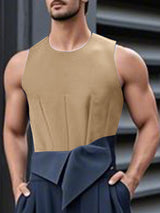 Mens Solid Color Drawstring Waist Casual Tank SKUL14001