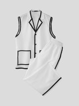 Mens Bold Stripe Color-Block Two Pieces Outfit SKUL15588